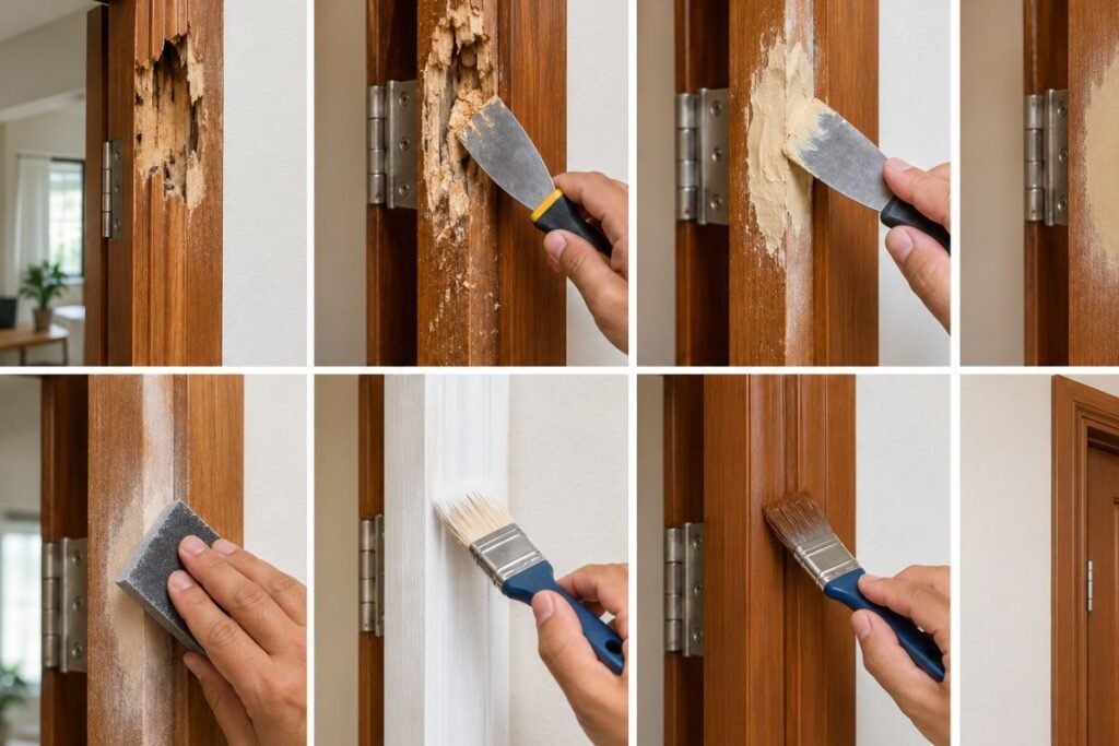 How to Repair a Door Frame with Wood Filler